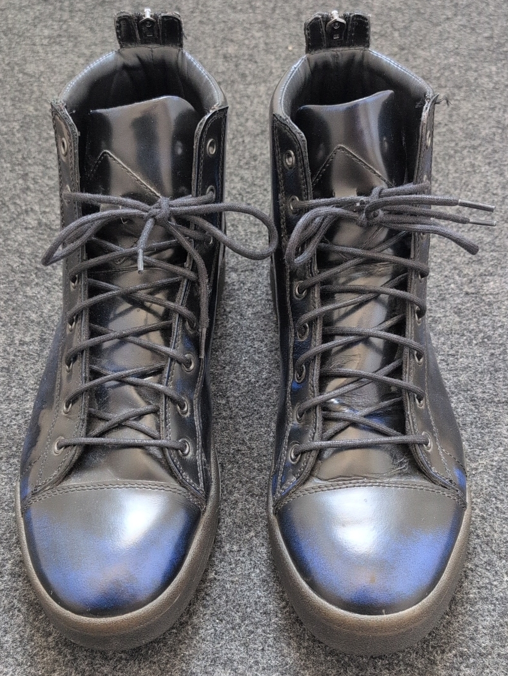 Diesel Tempus Diamond Black Leather High-Tops Size 12.5